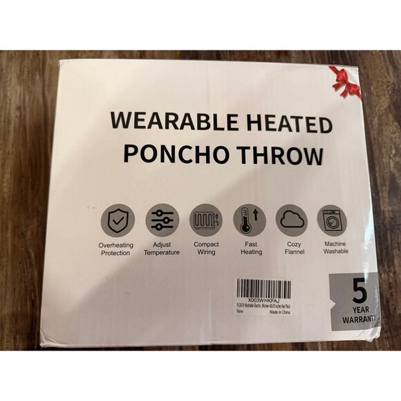 NIB Ploath Electric Blanket Shawl: Throw Poncho - Wearable Hoodie Sherpa plaid - Picture 8 of 9